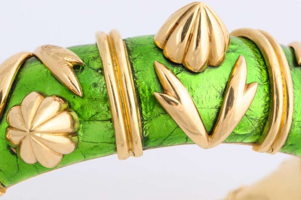 schlumberger green paillone enamel bracelet