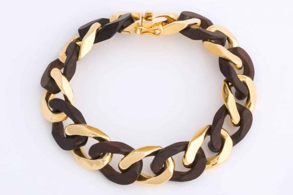 vca wood gold link bracelet