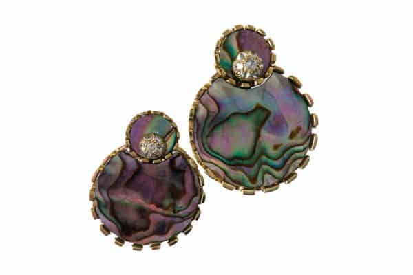 varney 18kt gold, abalone shell and diamond sawtooth earclip