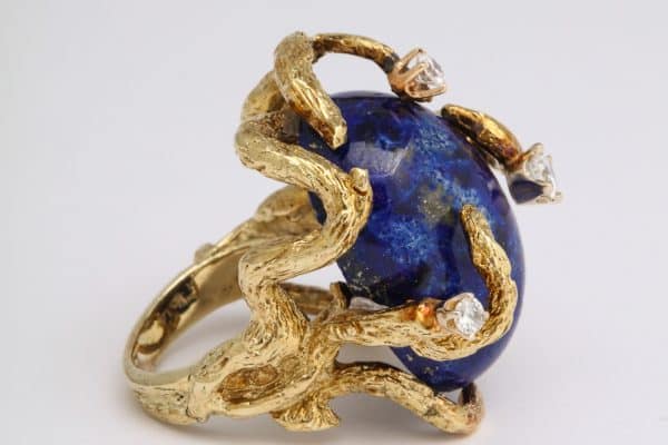 Lapis and 14k gold cocktail ring