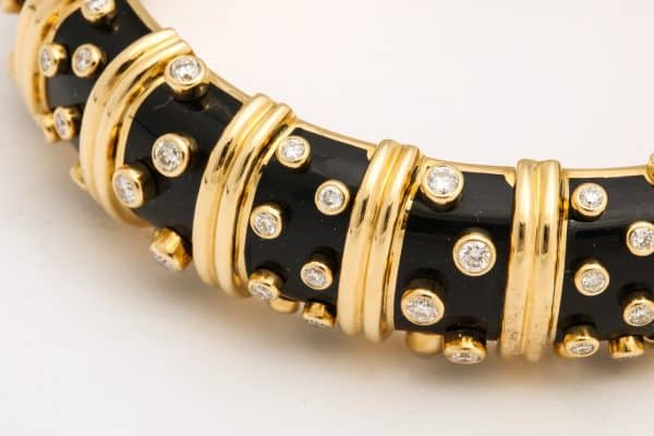 schlumberger for tiffany black paillone enamel dot et losange bracelet